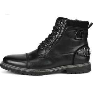 NWOT Bruno Marc Philly-10 Men's Black Motorcycle‎ Combat Ankle Boots Buckle 10